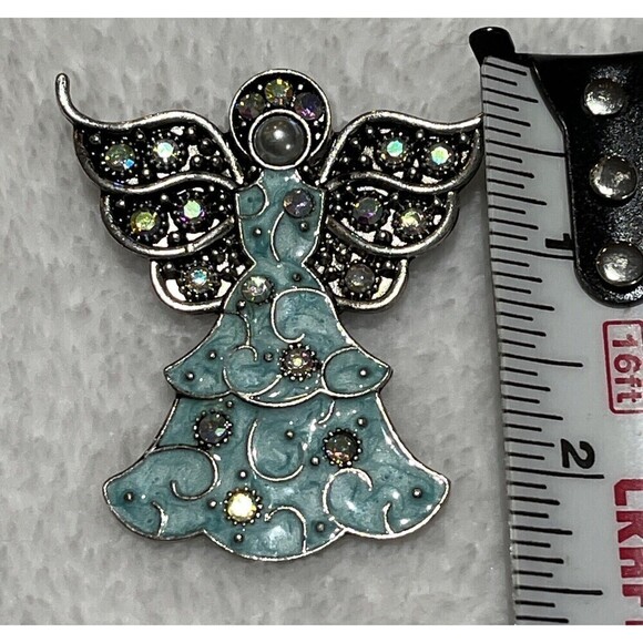 WOW FANTASTIC VINTAGE ENAMEL CHRISTMAS ANGEL PIN/BROOCH - Picture 7 of 8